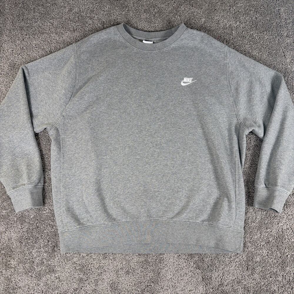 Nike Sweatshirt Mens XL Gray Essential Club Fleece Crewneck Pullover Skateboard
